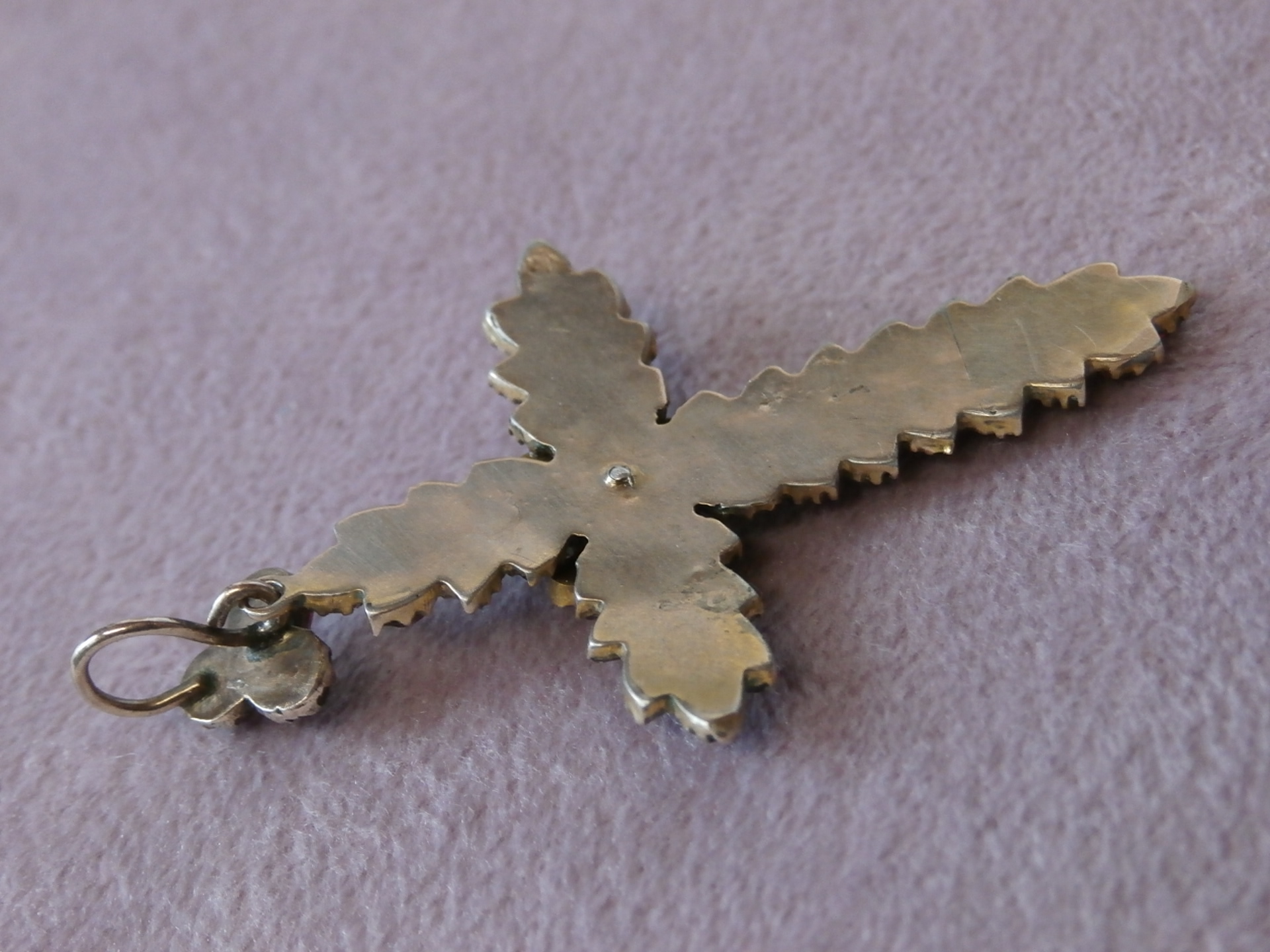 Starožitný nádherný kříž s českými granáty - 5,3cm