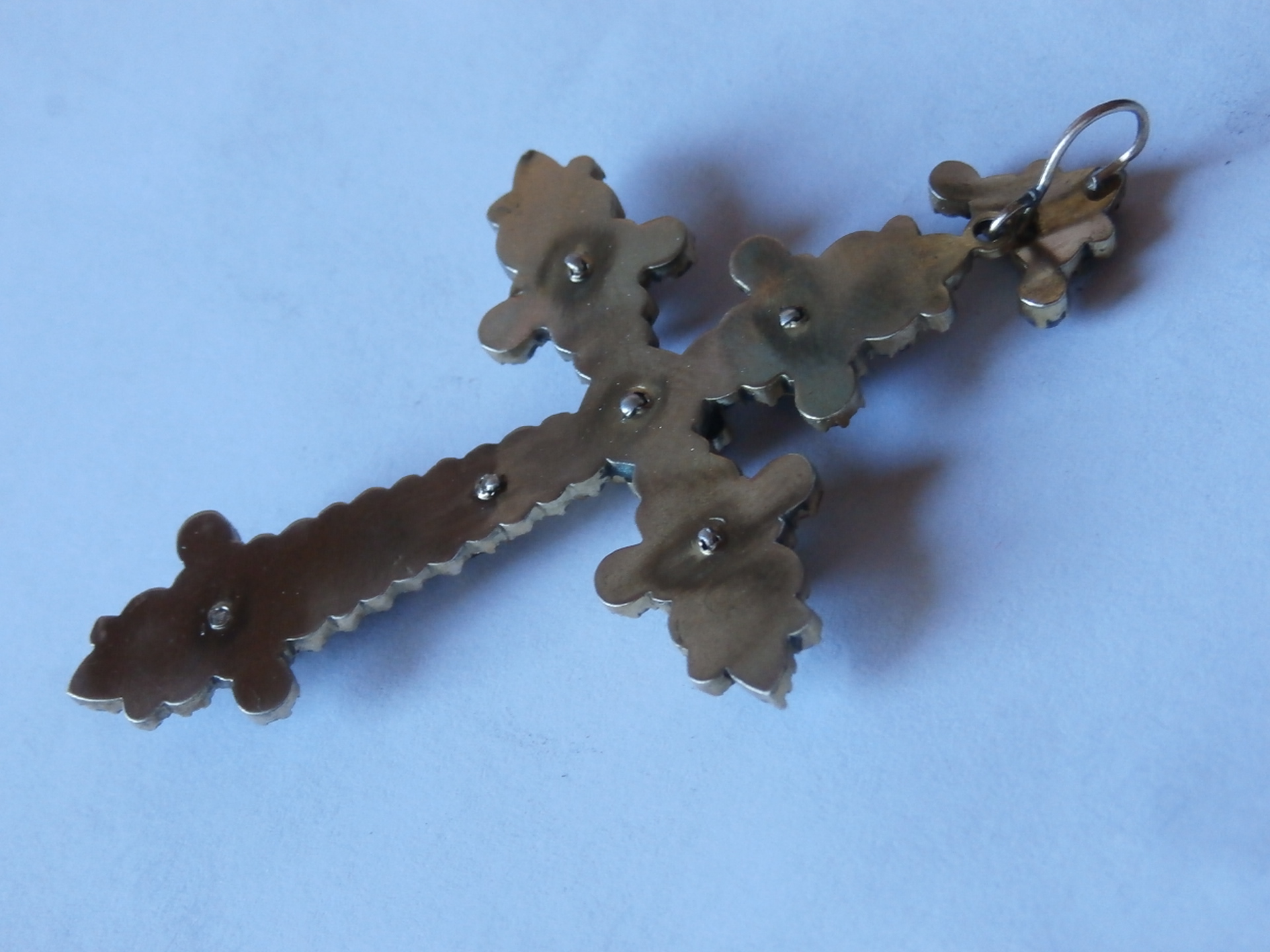 Starožitný nádherný kříž s českými granáty 6,6cm